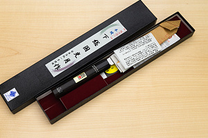 Goko Hamono Shimosanokuni Kogetsu White steel 1 Hon-yaki Gyuto knife 210 mm (8.3") Rosewood handle