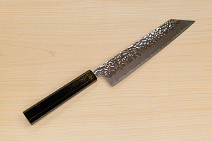 Hokiyama Sakon AUS10 Hammered shiny Damascus 210mm (8.3") Kiritsuke knife with Gold Dust Urushi lacquered Magnolia Wood octagon handle