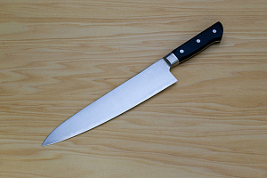 Tetsuhiro Blue Super Gyuto knife 240mm (9.5") Black paper micarta