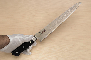 Tetsuhiro VG10 Damascus Sujihiki knife 270mm (10.7") Black paper micarta