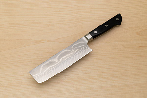 Tetsuhiro VG10 Damascus Nakiri vegetable knife 160mm (6.3") Black paper micarta