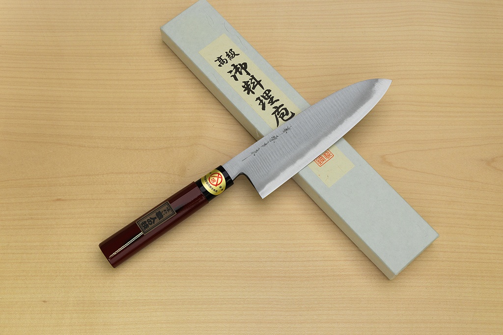 Sakai Genkichi Warikomi White steel 2 Santoku knife 180mm (7.1) Magnolia Wood with  Negoro-Nuri Urushi Lacque - Knife-Life - Best Japanese Knife Store