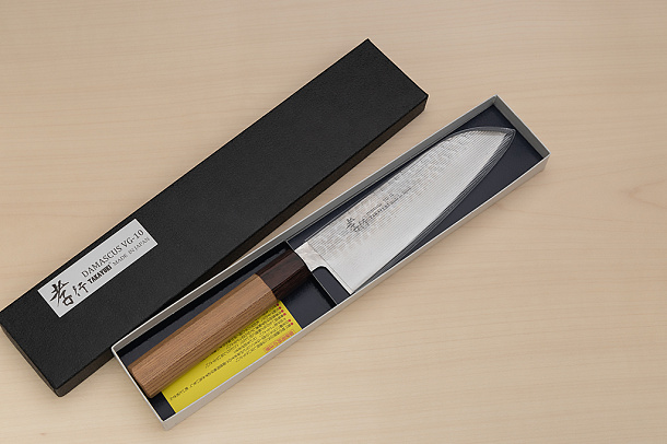 Sakai Takayuki 33-layer VG10 Damascus Santoku knife 170mm (6.7 ") Keyaki (Japanese Elm) handle Sakai Takayuki 33-layer VG10 Damascus Santoku knife 170mm (6.7 ") Keyaki (Japanese Elm) handle