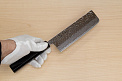 Hokiyama Sakon AUS10 Hammered shiny Damascus 165mm (6.5") Nakiri knife with Gold Dust Urushi lacquered Magnolia Wood octagon handle - Knife-Life - Best Japanese Knife Store