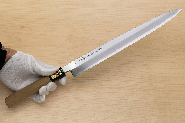 Sakai Genkichi Blue steel 2 Yanagiba Sashimi Knife 300 (11.8) Magnolia Wood handle with buffalo horn