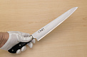 Tetsuhiro VG10 Kasumi nagashi Damascus Sujihiki knife 240mm (9.5") Black paper micarta - Knife-Life - Best Japanese Knife Store