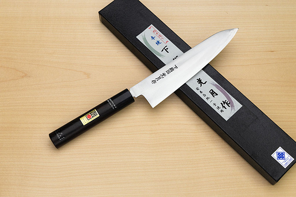 Goko Hamono Shimosanokuni Kogetsu White steel 1 Hon-yaki Gyuto knife 210 mm (8.3") Rosewood handle