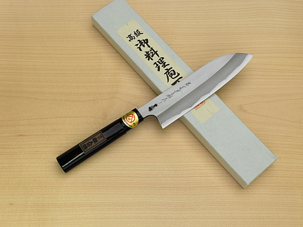 Sakai Genkichi Warikomi Blue steel 2 Santoku knife 180mm (7.1) Magnolia Wood with Akebono-Nuri Urushi Lacque