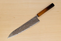 Hokiyama Sakon Bokusui AUS10 ROU-Wave Damascus 240mm (9.5") Gyuto knife with Burnt pattern Urushi lacquered Magnolia Wood octagon handle - Knife-Life - Best Japanese Knife Store