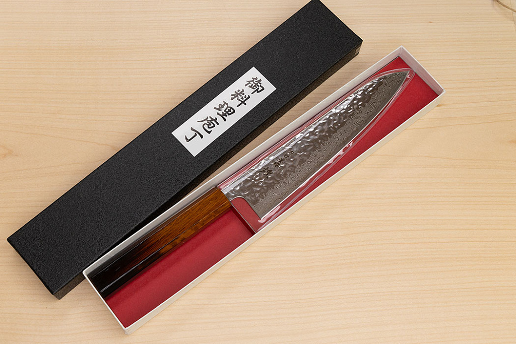 Hokiyama Sakon AUS10 Hammered shiny Damascus 210mm (8.3") Gyuto knife