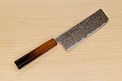 Hokiyama Sakon Bokusui AUS10 ROU-Wave Damascus 165mm (6.5") Nakiri knife with Burnt pattern Urushi lacquered Magnolia Wood octagon handle - Knife-Life - Best Japanese Knife Store