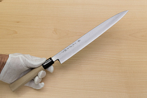Sakai Genkichi White steel 2 Yanagiba Sashimmi Knife 270 (10.6) Magnolia Wood handle with buffalo horn