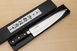 Tetsuhiro VG10 Kasumi nagashi Damascus Gyuto knife 240mm (9.5") Black paper micarta