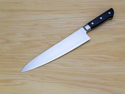 Tetsuhiro Super Gold 2 Gyuto knife 240mm (9.5") Black paper micarta