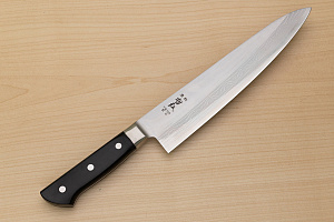 Tetsuhiro VG10 Kasumi nagashi Damascus Gyuto knife 240mm (9.5") Black paper micarta