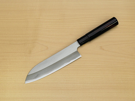 Sakai Genkichi Warikomi Blue steel 2 Santoku knife 180mm (7.1) Magnolia Wood with Akebono-Nuri Urushi Lacque