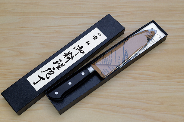 Tetsuhiro Super Gold 2 Gyuto knife 175mm (6.9") Black paper micarta