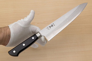 Tetsuhiro VG10 Kasumi nagashi Damascus Gyuto knife 210mm (8.3") Black paper micarta