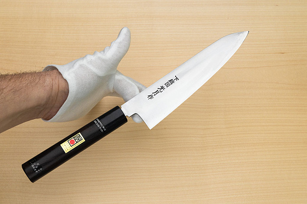 Goko Hamono Shimosanokuni Kogetsu White steel 1 Hon-yaki Gyuto knife 210 mm (8.3") Rosewood handle