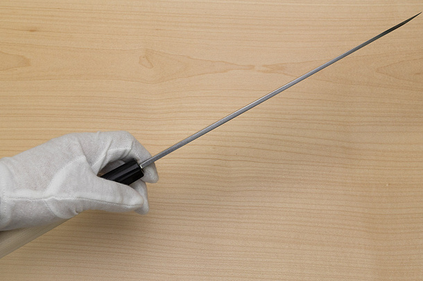 Sakai Genkichi White steel 2 Yanagiba Knife for Sashimi 300 (11.8) Magnolia Wood handle with buffalo horn Sakai Genkichi White steel 2 Yanagiba Knife for Sashimi 300 (11.8) Magnolia Wood handle with buffalo horn