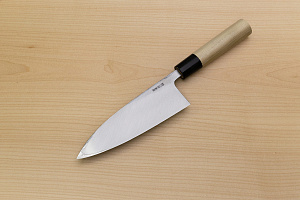 Sakai Genkichi White steel 2 Deba Knife 180mm Magnolia Wood handle with buffalo horn