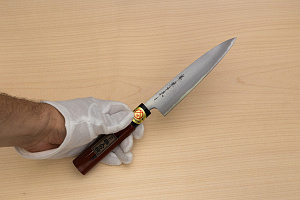 Sakai Genkichi Warikomi White steel 3 Petty knife 150mm (4.8) Magnolia Wood with  Negoro-Nuri Urushi Lacque