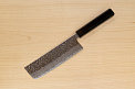 Hokiyama Sakon AUS10 Hammered shiny Damascus 165mm (6.5") Nakiri knife with Gold Dust Urushi lacquered Magnolia Wood octagon handle - Knife-Life - Best Japanese Knife Store