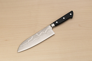 Tetsuhiro VG10 Santoku knife 170mm (6.7") Black paper micarta
