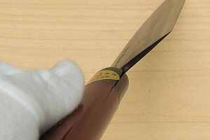 Sakai Genkichi Warikomi White steel 2 Santoku knife 180mm (7.1) Magnolia Wood with  Negoro-Nuri Urushi Lacque