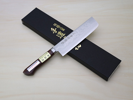 Miki VG1 35 Layers Damascus Nakiri knife 165mm (6.5") Mahogany Pakkawood handle