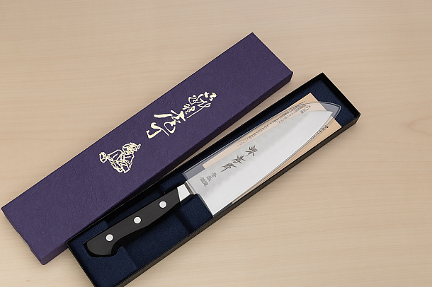 Sakai Takayuki Blue Steel 2 Santoku knife 180mm ( 7.1 ") Packer Wood handle Sakai Takayuki Blue Steel 2 Santoku knife 180mm ( 7.1 ") Packer Wood handle