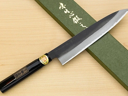 Sakai Genkichi Kurouchi Warikomi White steel 2 Gyuto knife 240mm (9.4") Magnolia Wood with Akebono-Nuri Urushi Lacque