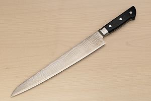Tetsuhiro VG10 Damascus Sujihiki knife 270mm (10.7") Black paper micarta