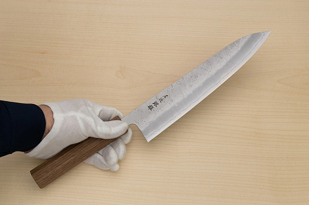 Hokiyama Ginga San-mai Silver steel 3 Gyuto 240mm (9.5") Elongated Octagonal Walnut Handle