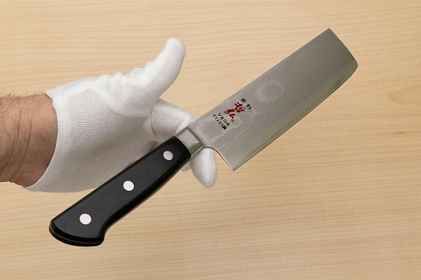 Tetsuhiro VG10 Damascus Nakiri vegetable knife 160mm (6.3") Black paper micarta
