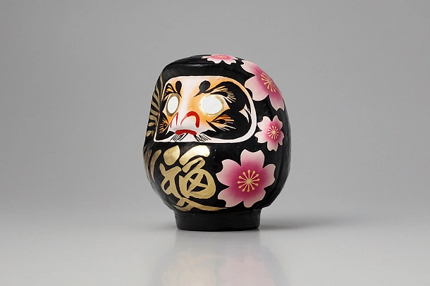 Miyabi Daruma Sakura Black Small 12cm Miyabi Daruma Sakura Black Small 12cm