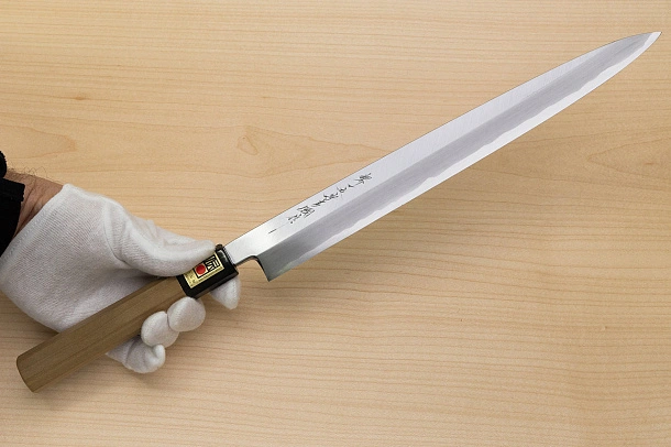 Sakai Genkichi Blue steel 2 Yanagiba Sashimi Knife 300 (11.8) Magnolia Wood handle with buffalo horn