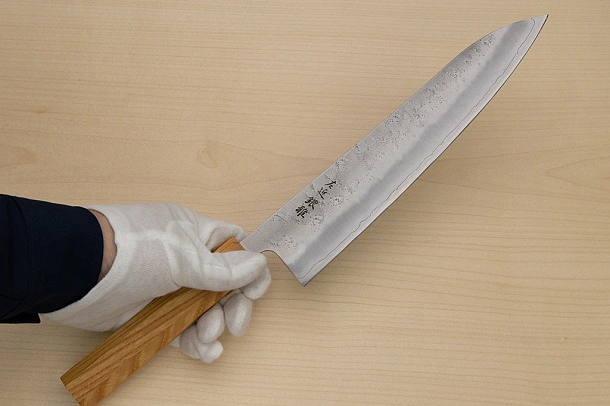Hokiyama Ginga San-mai Silver steel 3 Gyuto 240mm (9.5") Elongated Octagonal Japanese Zelkova Handle