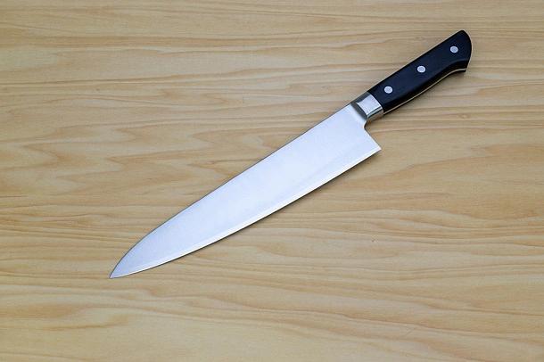 Tetsuhiro Super Gold 2 Gyuto knife 240mm (9.5") Black paper micarta Tetsuhiro Super Gold 2 Gyuto knife 240mm (9.5") Black paper micarta