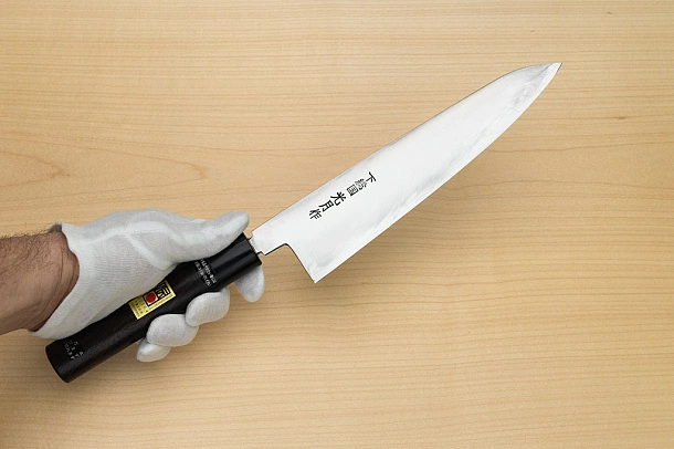 Goko Hamono Shimosanokuni Kogetsu White steel 1 Hon-yaki Gyuto knife 240 mm (9.5") Rosewood handle Goko Hamono Shimosanokuni Kogetsu White steel 1 Hon-yaki Gyuto knife 240 mm (9.5") Rosewood handle