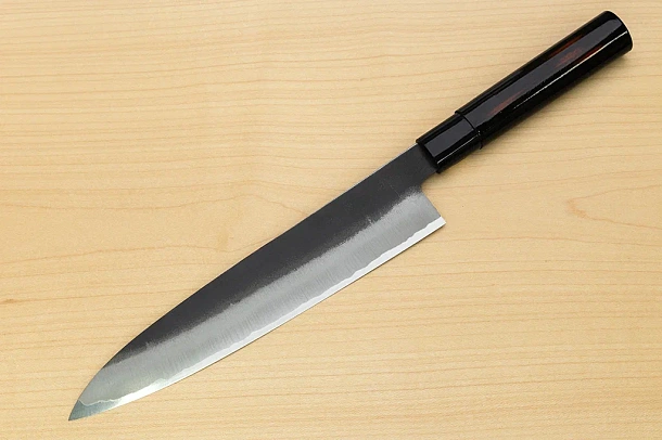 Sakai Genkichi Kurouchi Warikomi White steel 2 Gyuto knife 240mm (9.4") Magnolia Wood with Akebono-Nuri Urushi Lacque Sakai Genkichi Kurouchi Warikomi White steel 2 Gyuto knife 240mm (9.4") Magnolia Wood with Akebono-Nuri Urushi Lacque