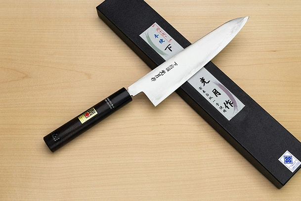 Goko Hamono Shimosanokuni Kogetsu White steel 1 Hon-yaki Gyuto knife 240 mm (9.5") Rosewood handle