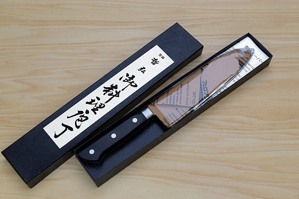 Tetsuhiro Super Gold 2 Gyuto knife 175mm (6.9") Black paper micarta
