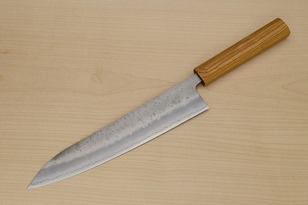 Hokiyama Ginga San-mai Silver steel 3 Gyuto 240mm (9.5") Elongated Octagonal Japanese Zelkova Handle