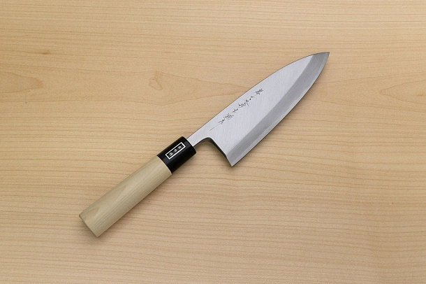 Sakai Genkichi White steel 2 Deba Knife 165 (6.5) Magnolia Wood handle with buffalo horn Sakai Genkichi White steel 2 Deba Knife 165 (6.5) Magnolia Wood handle with buffalo horn