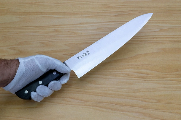 Tetsuhiro Blue Super Gyuto knife 240mm (9.5") Black paper micarta