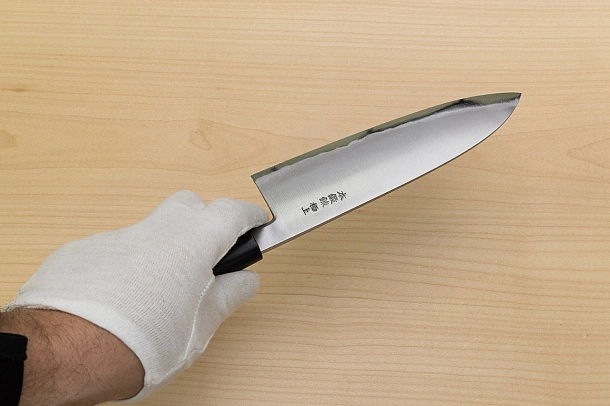 Sakai Genkichi White steel 2 Santoku 180 (7.1) Magnolia Wood handle with buffalo horn Sakai Genkichi White steel 2 Santoku 180 (7.1) Magnolia Wood handle with buffalo horn