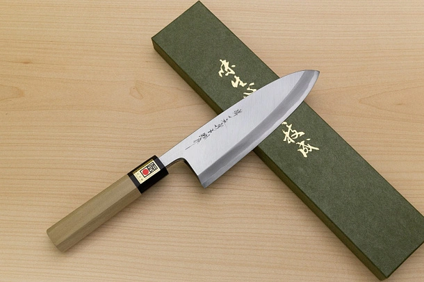 Sakai Genkichi Blue steel 2 Deba Knife 165 (6.5) Magnolia Wood handle with buffalo horn