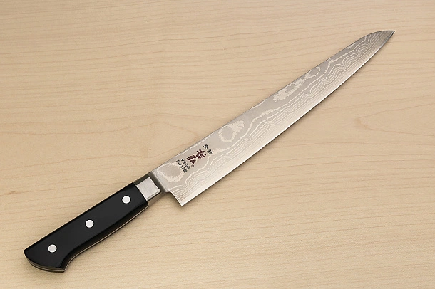Tetsuhiro VG10 Damascus Sujihiki knife 270mm (10.7") Black paper micarta Tetsuhiro VG10 Damascus Sujihiki knife 270mm (10.7") Black paper micarta