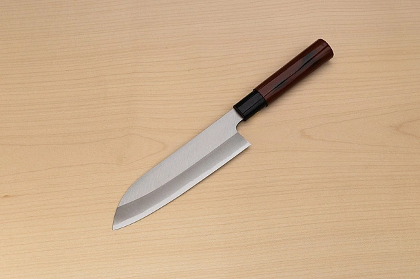 Sakai Genkichi Warikomi Blue steel 2 Santoku knife 180mm (7.1) Magnolia Wood with Negoro-Nuri Urushi Lacque Sakai Genkichi Warikomi Blue steel 2 Santoku knife 180mm (7.1) Magnolia Wood with Negoro-Nuri Urushi Lacque